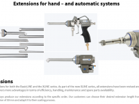 Extensions for hand - and automatic spray guns